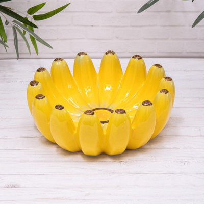 Annibells Banana Shaped Fruit Bowl Yellow Ceramic Dish (17902) - image 1