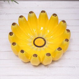Annibells Banana Shaped Fruit Bowl Yellow Ceramic Dish (17902) - thumbnail 2