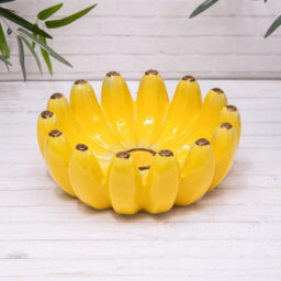 Annibells Banana Shaped Fruit Bowl Yellow Ceramic Dish (17902) - thumbnail 1
