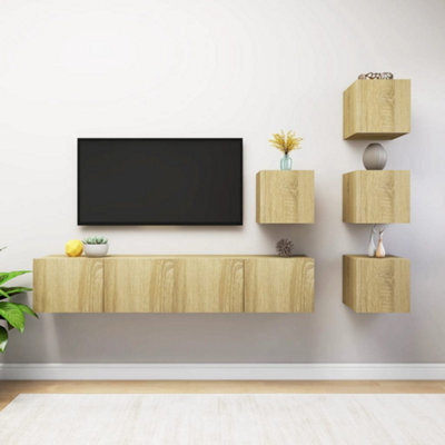 Berkfield 6 Piece Tv Cabinet Set Sonoma Oak Engineered Wood - image 1