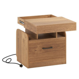 Gainoom Natural Modern Side Table Bedside Table Nightstand With Drawer & Sliding Top Storage - thumbnail 9