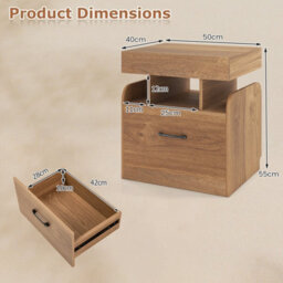 Gainoom Natural Modern Side Table Bedside Table Nightstand With Drawer & Sliding Top Storage - thumbnail 2