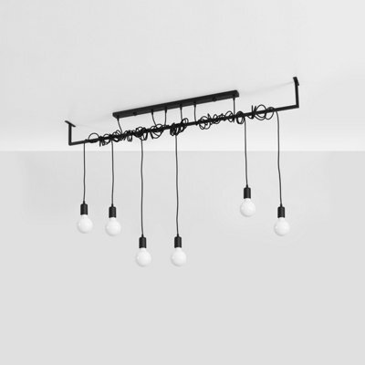 Sollux Lighting Salamanca Fabric & Steel Black 6 Light Classic Chandelier - image 1