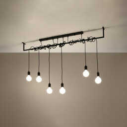 Sollux Lighting Salamanca Fabric & Steel Black 6 Light Classic Chandelier - thumbnail 2