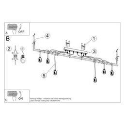 Sollux Lighting Salamanca Fabric & Steel Black 6 Light Classic Chandelier - thumbnail 5