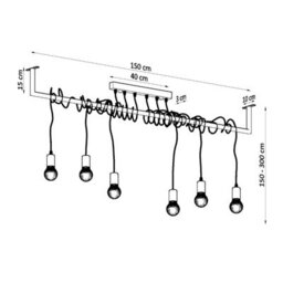 Sollux Lighting Salamanca Fabric & Steel Black 6 Light Classic Chandelier - thumbnail 4