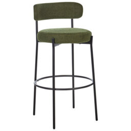 Beliani Set Of 2 Bar Chairs Allison Boucle Green - thumbnail 5