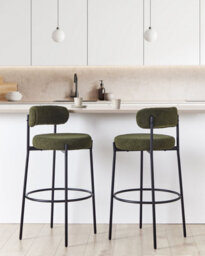 Beliani Set Of 2 Bar Chairs Allison Boucle Green - thumbnail 2