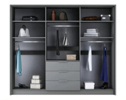 Arte Bangkok 255Cm Hinged Door Wardrobe In Grey Matt - Contemporary Function Meets Chic Design - thumbnail 4