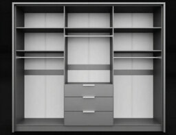 Arte Bangkok 255Cm Hinged Door Wardrobe In Grey Matt - Contemporary Function Meets Chic Design - thumbnail 3