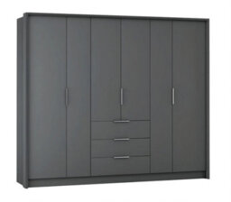 Arte Bangkok 255Cm Hinged Door Wardrobe In Grey Matt - Contemporary Function Meets Chic Design - thumbnail 2