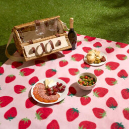 OHS Strawberry Fleece Throw Over Bed Blanket Picnic Travel Warm Chair Sofa Bedspread - thumbnail 2