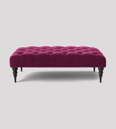 Alyana 90Cm Rectangle Ottoman Bench With Wooden Legs- Claret Red Plush Velvet Chesterfield Upholstered Footstool - thumbnail 5