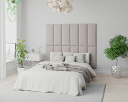Aspire Easymount Wall Mounted Upholstered Panels, Modular Diy Headboard In Eire Linen Fabric, Off White (Pack Of 4)