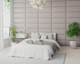 Aspire Easymount Wall Mounted Upholstered Panels, Modular Diy Headboard In Eire Linen Fabric, Off White (Pack Of 4) - thumbnail 3