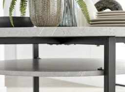 Furniturebox Uk Adley Grey Concrete Effect Storage Dining Table & 4 Cream Halle Chairs - thumbnail 3