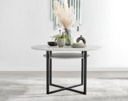 Furniturebox Uk Adley Grey Concrete Effect Storage Dining Table & 4 Cream Halle Chairs - thumbnail 6
