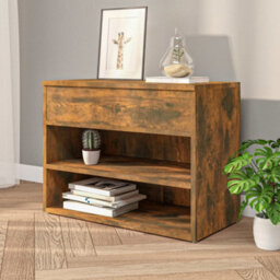 Berkfield Shoe Bench Smoked Oak 60X30X45 Cm Engineered Wood - thumbnail 3