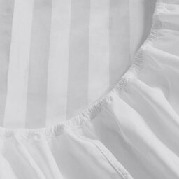 Ameha Stripe Fitted Sheet 40 Cm Deep Pocket- Hypoallergenic Easy Care White Bed Sheets Uk Super King Bedsheet(180X200Cm) - thumbnail 8