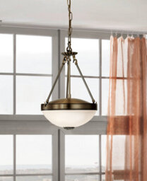 Antique Bronze Ceiling Pendant Light With Matching Wall Sconces And Satin Glass Shades - thumbnail 4