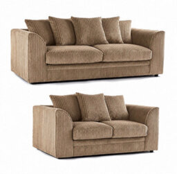 Jumbo Cord 3+2 Sofa Set Beige Scatter Back - thumbnail 1