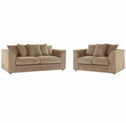 Jumbo Cord 3+2 Sofa Set Beige Scatter Back - thumbnail 2