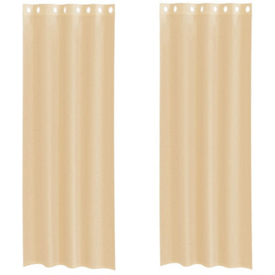 Berkfield Durable Voile Curtains With Grommets 2 Pcs Sand - image 1