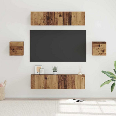 Berkfield Tv Cabinet Set Wall-Mounted 6 Pcs Old Wood Engineered Wood - image 1