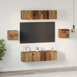 Berkfield Tv Cabinet Set Wall-Mounted 6 Pcs Old Wood Engineered Wood - thumbnail 4