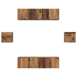 Berkfield Tv Cabinet Set Wall-Mounted 6 Pcs Old Wood Engineered Wood - thumbnail 7