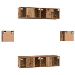 Berkfield Tv Cabinet Set Wall-Mounted 6 Pcs Old Wood Engineered Wood - thumbnail 9
