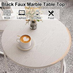 Huhote Stylish Nesting Coffee Tables 2 Set With Metal Frame White Top 23.6/15.7 In For Living Room Bedroom Office Side End Table - thumbnail 5