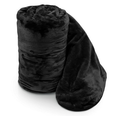 Velosso Luxurious Ultra-Soft Plush Faux Mink Fur Throw Blanket - 150Cm X 200Cm , For Sofa, Bed - Black
