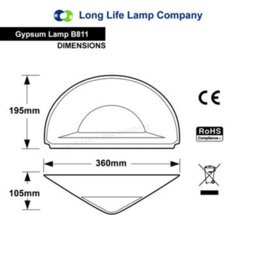 Long Life Lamps Company Modern Half Round Moon White Ceramic Contemporary Indoor Wall Light Lamp B811 M0045 - thumbnail 2