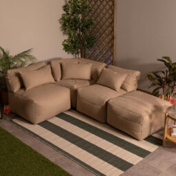 4Pcs Icon Noa, 1X Corner, 2X Recliner, 1X Slab, Outdoor Woven Natural - thumbnail 1