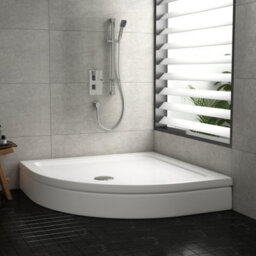 Royal Bathrooms 800 X 800mm Quadrant Stone Shower Enclosure Tray With Riser Kit Gloss White 30mm Slimline - thumbnail 3