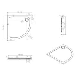 Royal Bathrooms 800 X 800mm Quadrant Stone Shower Enclosure Tray With Riser Kit Gloss White 30mm Slimline - thumbnail 9