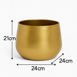 Melody Maison Medium Round Gold Patterned Planter - thumbnail 5