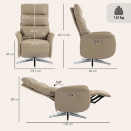 Homcom Electric Recliner Armchair, Swivel Recliner With Type C+Usb, Brown - thumbnail 3