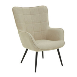 Orsina High Back Natural Fabric Armchair With Black Legs, Versatile Durable Armchair, Easy To Maintain Bucket Chair - thumbnail 2