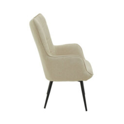 Orsina High Back Natural Fabric Armchair With Black Legs, Versatile Durable Armchair, Easy To Maintain Bucket Chair - thumbnail 3