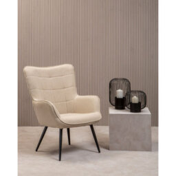 Orsina High Back Natural Fabric Armchair With Black Legs, Versatile Durable Armchair, Easy To Maintain Bucket Chair - thumbnail 5