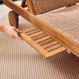 Furniturebox Uk Nata Sun Lounger Sofa - Solid Wood Brown Rattan And Black Metal - Adjustable Back - For Gardens, Patios & Decks - thumbnail 3