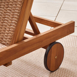 Furniturebox Uk Nata Sun Lounger Sofa - Solid Wood Brown Rattan And Black Metal - Adjustable Back - For Gardens, Patios & Decks - thumbnail 7