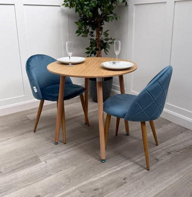 Life Interiors Lucia Dining Set With Round Table And Set Of 2 Lucia Velvet Dining Chairs - image 1
