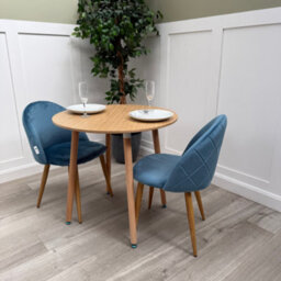 Life Interiors Lucia Dining Set With Round Table And Set Of 2 Lucia Velvet Dining Chairs - thumbnail 4