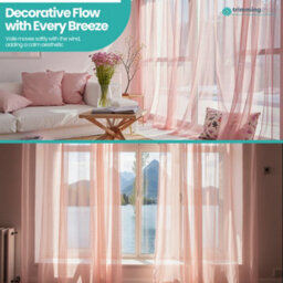 "Neel Blue Voile Curtains Slot Top, 2 Curtains, Rose Gold - 56"" Width X 54"" Drop" - thumbnail 7