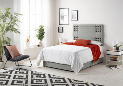 Somnior Beds Somnior Flexby Tweed Grey 5Ft Memory Foam Divan Bed With 2 Drawers, Mattress & Headboard - King - image 1