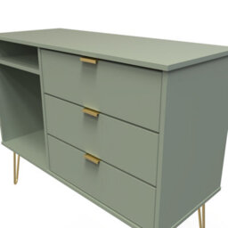 Fuji 3 Drawer Tv Unit In Reed Green (Ready Assembled) - thumbnail 4