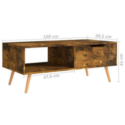 Berkfield Coffee Table Smoked Oak 100X49.5X43 Cm Engineered Wood - thumbnail 7